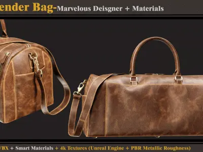 Weekender Bag-MD-Clo3d-3 Smart Material- Textures- OBJ-FBX 3D model