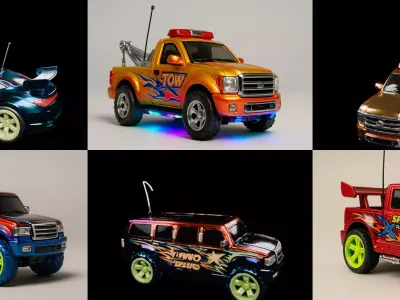 Controled Car bundle 8 pack 100 glb 3D model