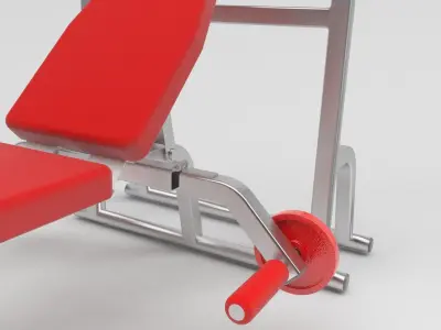 3D Model of gym weight bench and free weights 3D model
