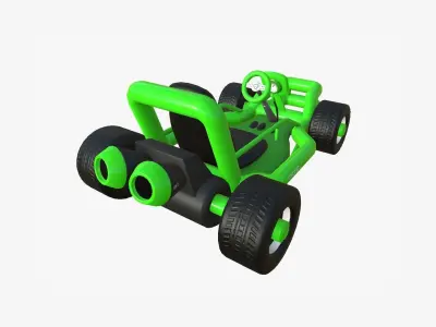 Cartoon Kart H03 Green - Vehicle Racing Design Low-poly 3D model