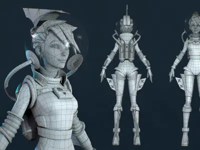 Astro Sarah Hand painted  Free low-poly 3D model