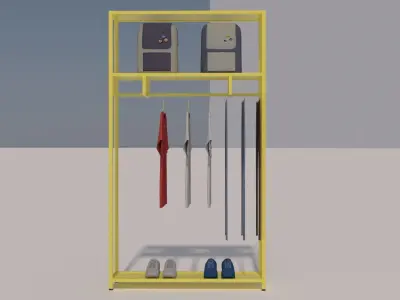 Tshirts Jeans Sport Shoes and Backpack Rack 3D model