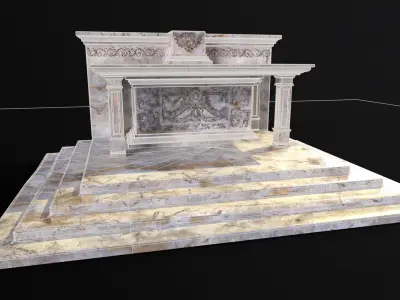 Carved Marble Altar Low-poly 3D model