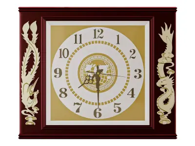 Classic Wood Clock 3D model