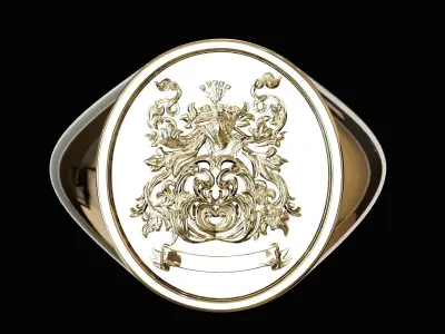 Heraldic Crest ring  Coat of Arms 3D print model