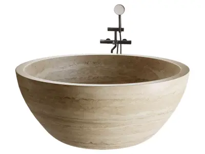 Sheerdecor Sfera Travertine Stone Bathtub 3D model