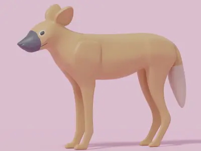 Cartoon African Wild Dog 3D model