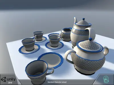 Tea coffee set Low-poly 3D model