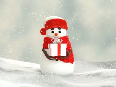 Animated Snowman GiftBox 3D model