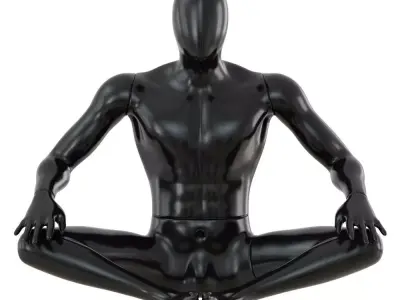 Black abstract mannequin sitting in butterfly pose 72 3D model