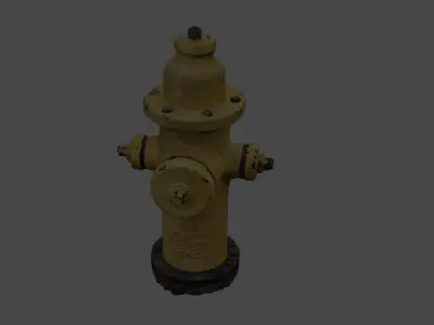 Rusty Yellow Fire Hydrant 3D model