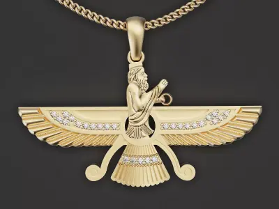 Farvahar pendant silver gold sterling printable jewelry 3D model 3D print model