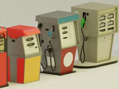 Gas Pump Pack - 9 Different Years 3D model