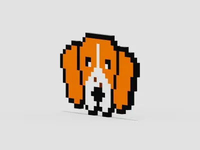 Pixel Beagle Symbol Low-poly 3D model