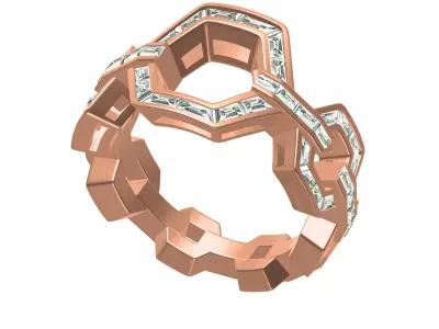 Honeycomb pattern Diamond Ring 3D print model