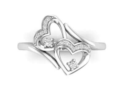 AV 505 Heart In Heart Diamond Finger Ring 3D print model