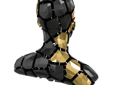 Abstract Sculpture of a Bust Low-poly 3D model