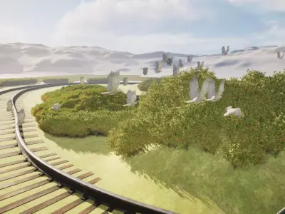 Unreal engine 5 white Eagles flying parade animation scene Low-poly 3D model