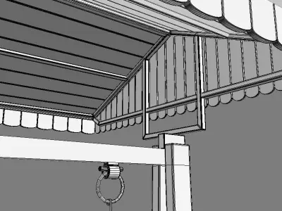 Multiple Seats Wooden Swing with Roof 10 3D model