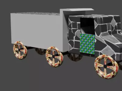 dumper pizza truck on wheels 3D model