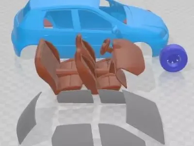 Fiat Punto 5 door 2003 Printable Car  3D print model