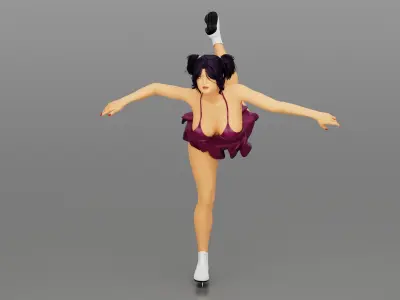 Ice Skating Girl - Spiral Pose Low-poly 3D model