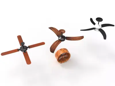 Air Fans with Lights Low-poly 3D model