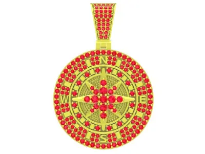 Luxury Compass Pave Round Pendant Jewelry Design 4226 3D print model