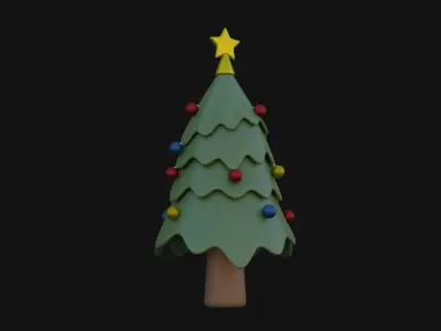 Cartoon Christmas Tree Low-poly 3D model