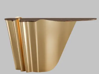 Sossusvlei Brass and Walnut Modern Console Table 3D model