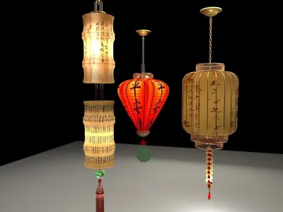 Chinese red lantern 3D model 43