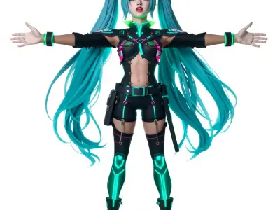 Neon Cyberpunk Diva model pack Low-poly 3D model