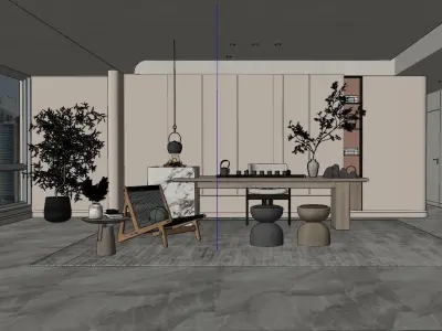 Mid-Century Interior Design Style Dining  3D model