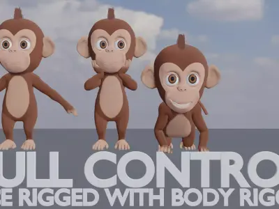 Cartoon monkey RIGGED Low-poly 3D model Low-poly 3D model