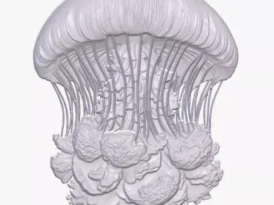 Jellyfish 5 basrelief for 3D printing 3D print model