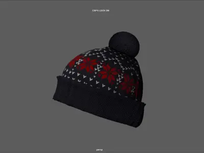 UNISEX WINTER HAT WITH POMPOM Low-poly 3D model