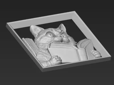 Cat Reading A28 3D print model