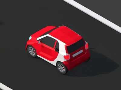 Cartoon Low Poly Smart Mini Car Low-poly 3D model