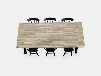 SKOGSTA - NORRARYD Table and 6 chairs Low-poly 3D model