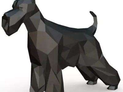 Schnauzer dog  low poly 3D print model