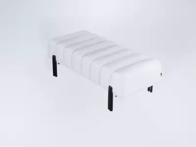 Low Poly Luxury Hallway Bench - Elegant Upholstered Seat 3D model