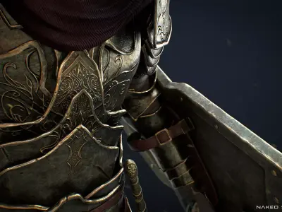 Dark crusader Knight - Game-ready Low-poly 3D model