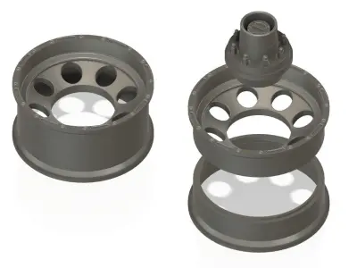 3d printable truck wheel with tire - Hi poly 3D print model