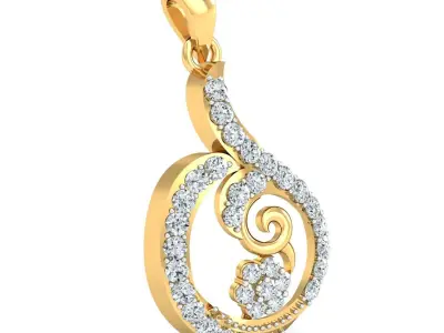 Yellow gold diamond pendent-P3 PS-20 3D print model