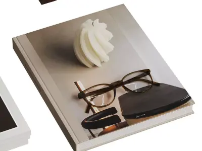 Decorative Set With Teapot and Art Books 3D model