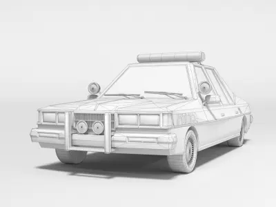 Police car in cartoon style Low-poly 3D model
