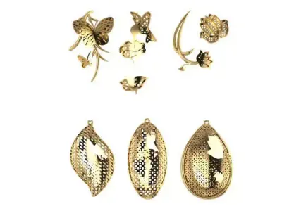 Earrings flower butterfly  3D print model