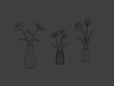 Flower Vase Set  Low Poly 3D Model 3D model