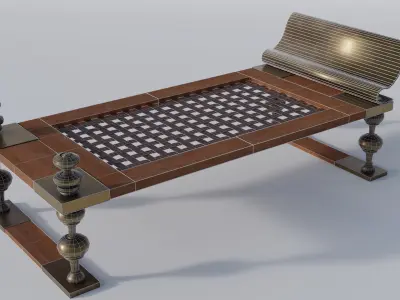 Roman bed - Triclinium - Lectus cubicularis Low-poly 3D model