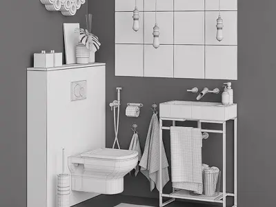 Concrete Luxury Toilet Set 3D model